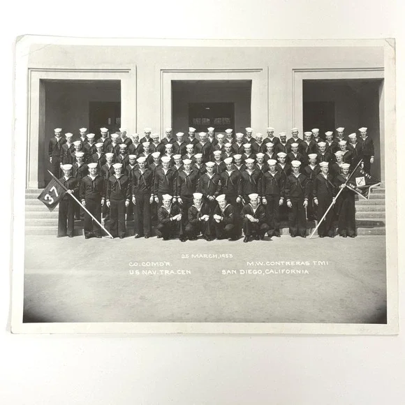 Vintage military photo 11x14 Navy Training Center Company 37 San Diego CA 1953 - Picture 1 of 11